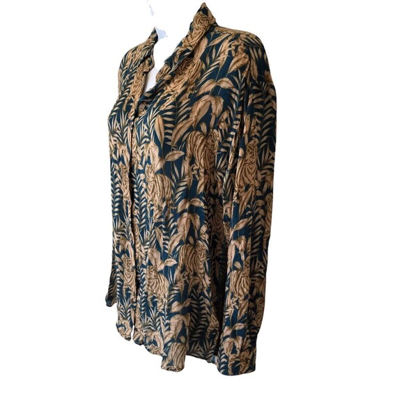 Johnny Was Tiger Long Sleeve Blouse Button Up Shirt Top Women Casual Green XS - Picture 2 of 8